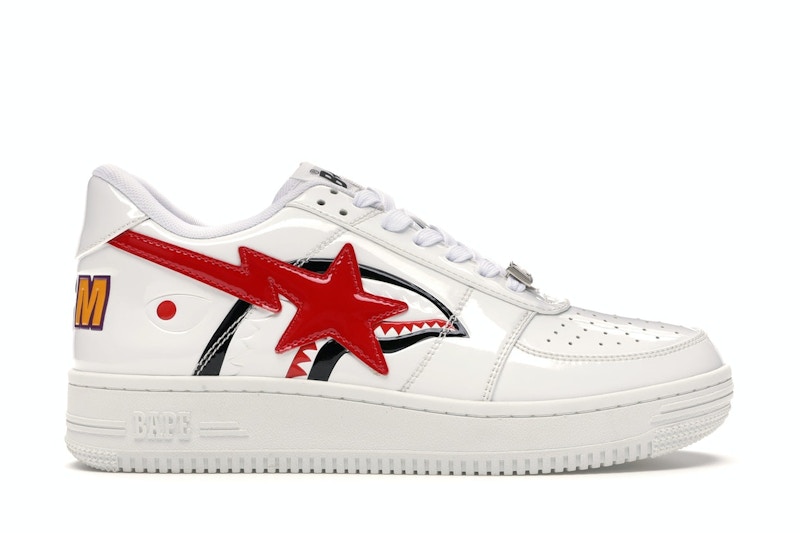 A BATHING APE ベイプスタ LOWスニーカー 白×赤SHARKBAPESTA - スニーカー