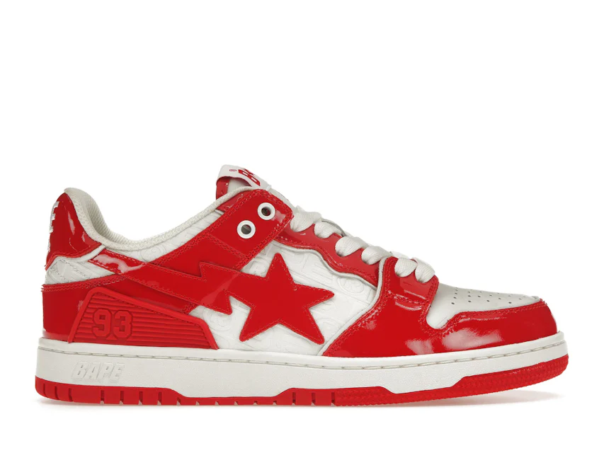 A Bathing Ape Bape SK8 Sta Red White Patent Hombre - 001FWJ201003-RED ...