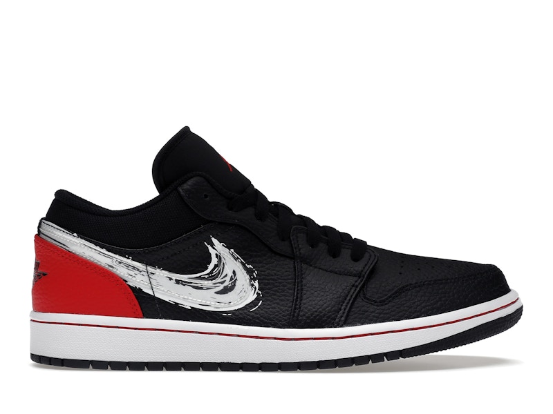 Jordan 1 Low Brushstroke Swoosh Black Men's - DA4659-001 - US
