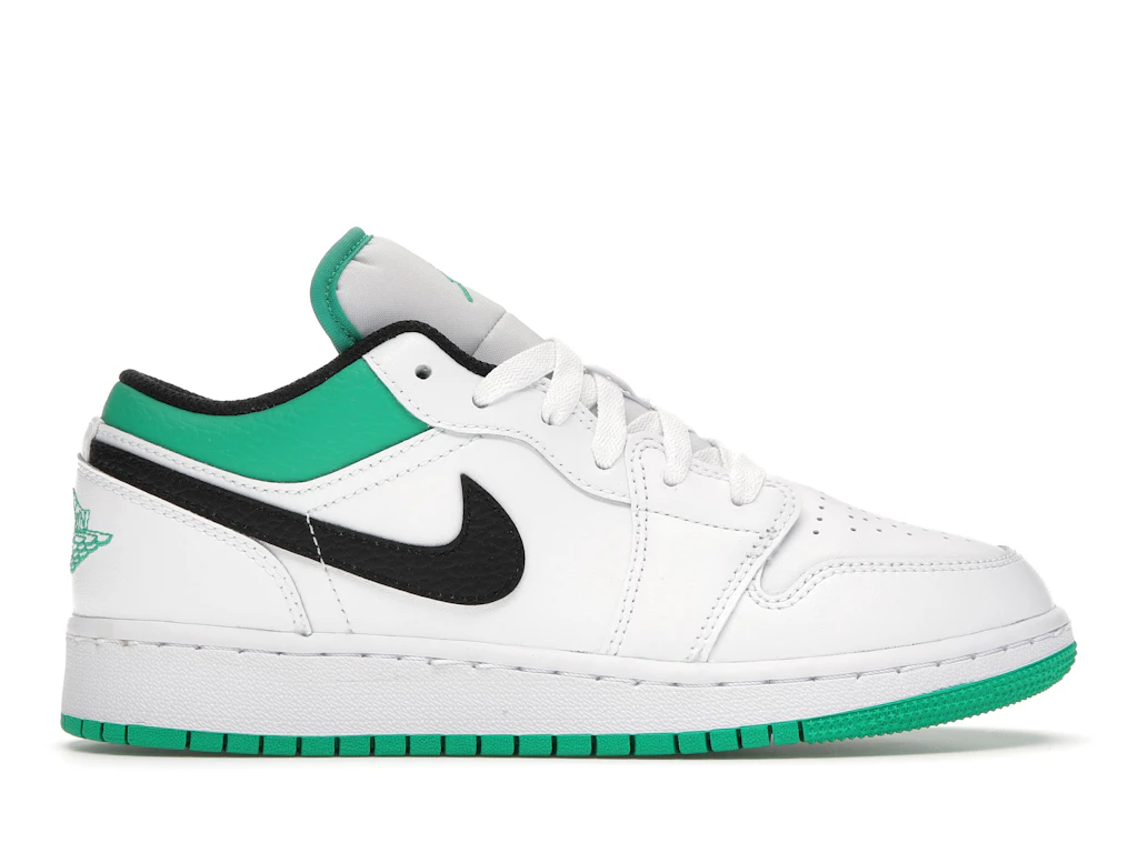 Jordan 1 Low White Lucky Green Tumbled Leather (GS) 0