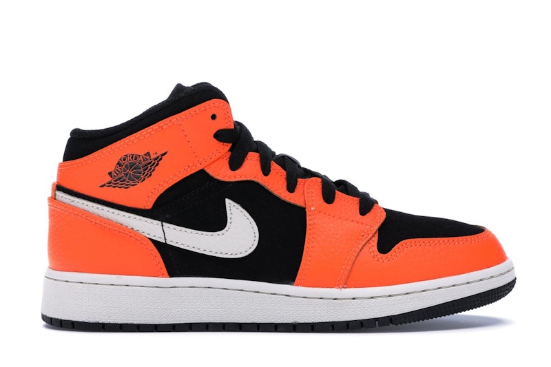 Jordan 1 mid black orange best sale white
