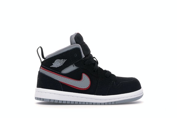 Jordan 1 Mid Schwarz Particle Grey Gym Rot (TD) 0