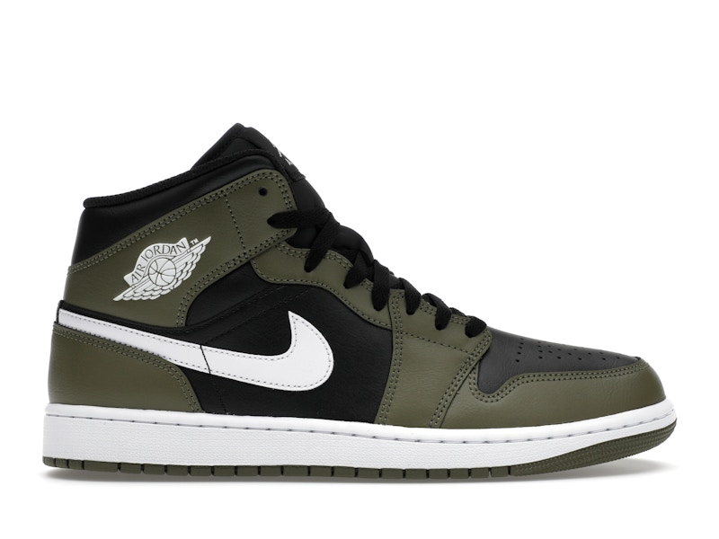 雪の豪奢 Jordan 1 Mid Black White Olive Men's - DQ8426-092 - US シューズ(男性用)