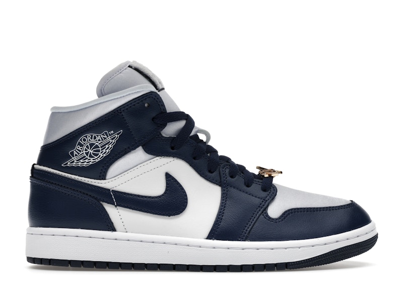 【新品未使用】NIKE WMNS AIR JORDAN 1 MID Jordan 1 Mid Football Grey White Midnight Navy (Women's) - FZ8777
