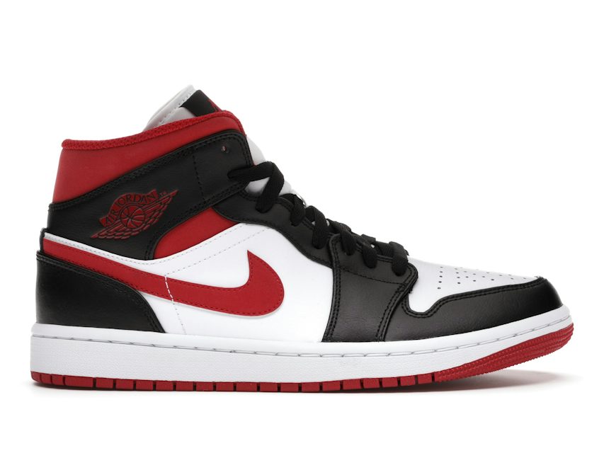 Jordan Air Jordan 1 Mid Sneaker in Black, Gym Red, & White