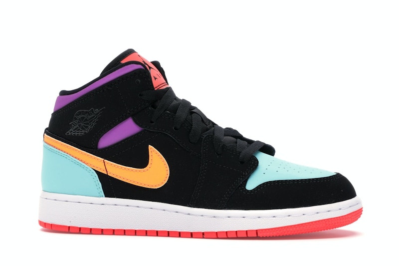 Jordan 1 mid gs black multicolor clearance