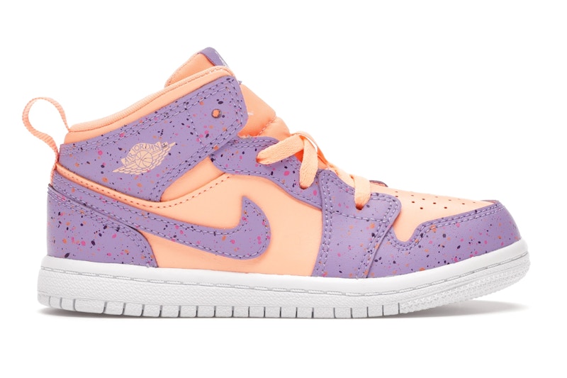 Jordan 1 mid black rush pink white splatter on sale