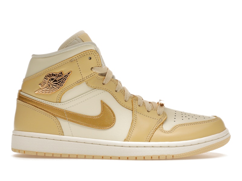 Jordan 1 Mid SE Pale Vanilla Metallic Dore femme Style FB9892 200 FR