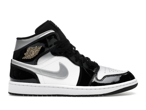 Jordan 1 Mid SE Patent Black White Metallic Silver Metallic Gold 0