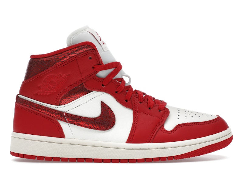 Jordan 1 Mid SE Red Cracked Leather (Women's) - HJ9337-106 - US