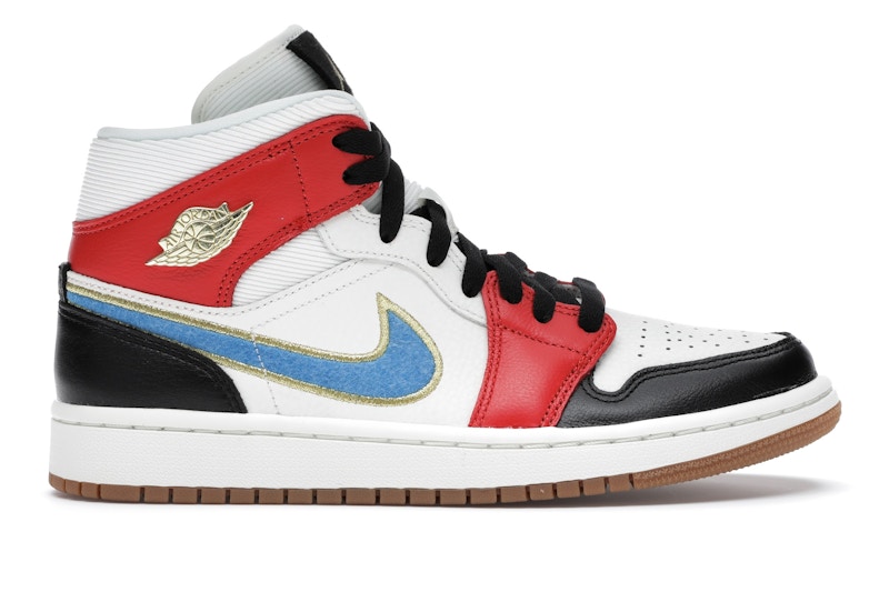 Nike air jordan 1 red white hot sale and blue