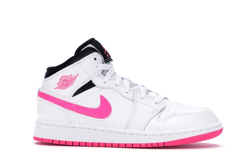 Jordan 1 Mid White Black Hyper Pink (GS