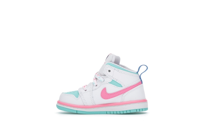 jordan 1 mid white pink green soar
