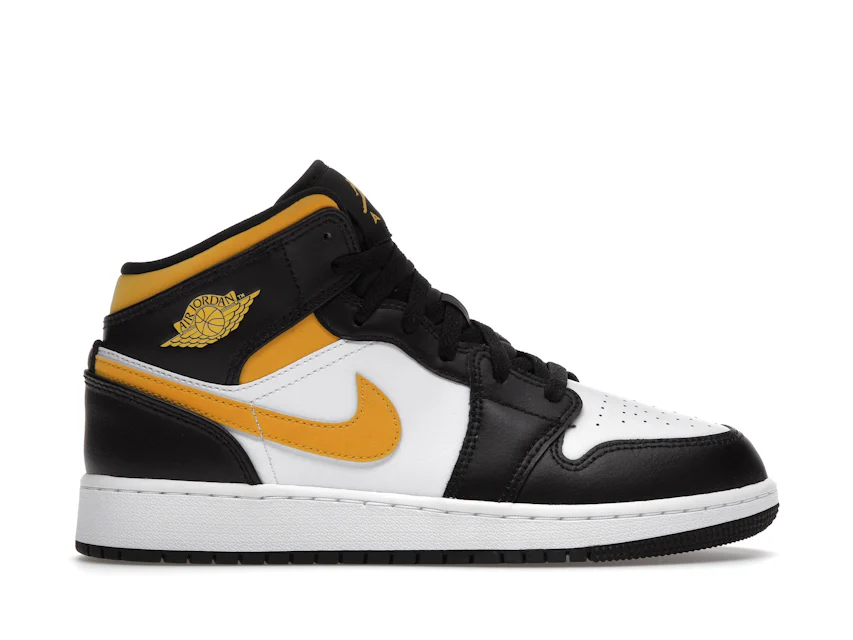 Jordan 1 Mid White Pollen Black (GS) Kids' - 554725-177 - US