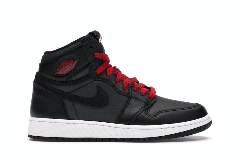 Jordan 1 Retro High Black Satin Gym Red Black GS
