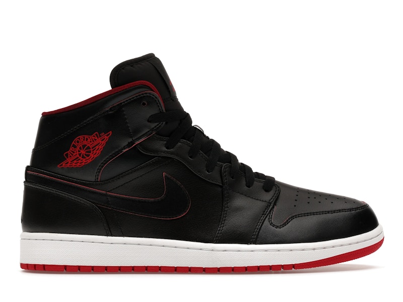 Jordan 1 Retro Mid Black Red White Men's - 554724-028 - US