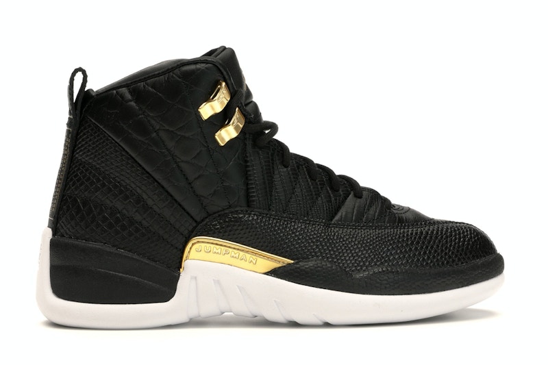 Jordan 12s black white and gold Clearance