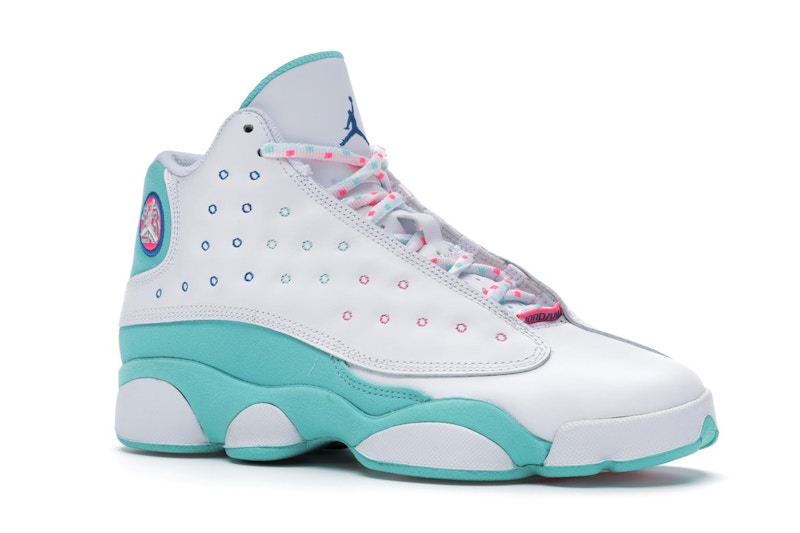 Jordan 13 teal pink and white clearance