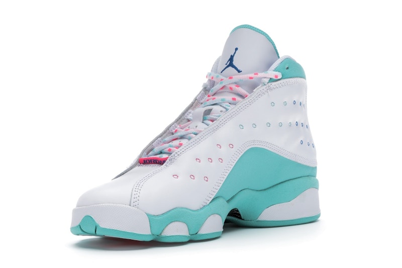 Jordan 13 Retro White Soar Green Pink Gs 100