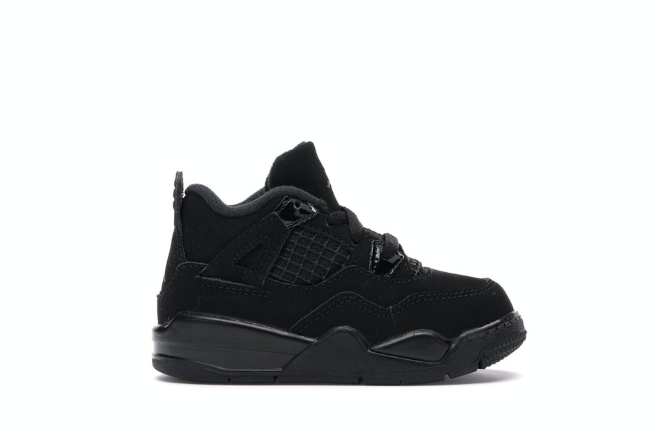 Nike Air Jordan 4 Retro TD 'Black Cat' BQ7670-010 Little Kids Size 10C