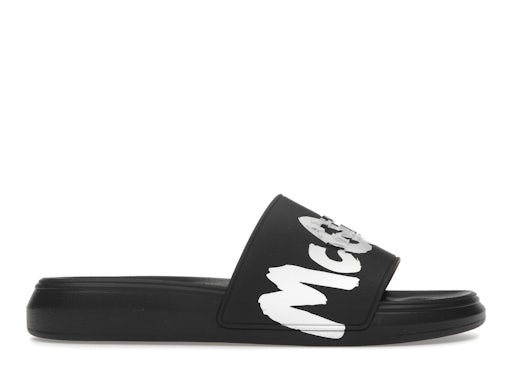 Alexander McQueen Grafitti Logo Slide Schwarz Weiß 0