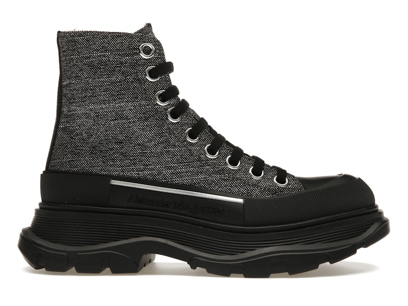Alexander McQueen Tread Slick Lace Up Boot Black Silver Alexander McQueen Tread Slick Lace Up Boot Black Silver