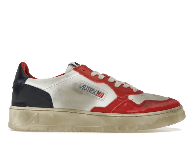 Autry Medalist Pelle Basso Super Vintage Bianco Blu Rosso Uomo