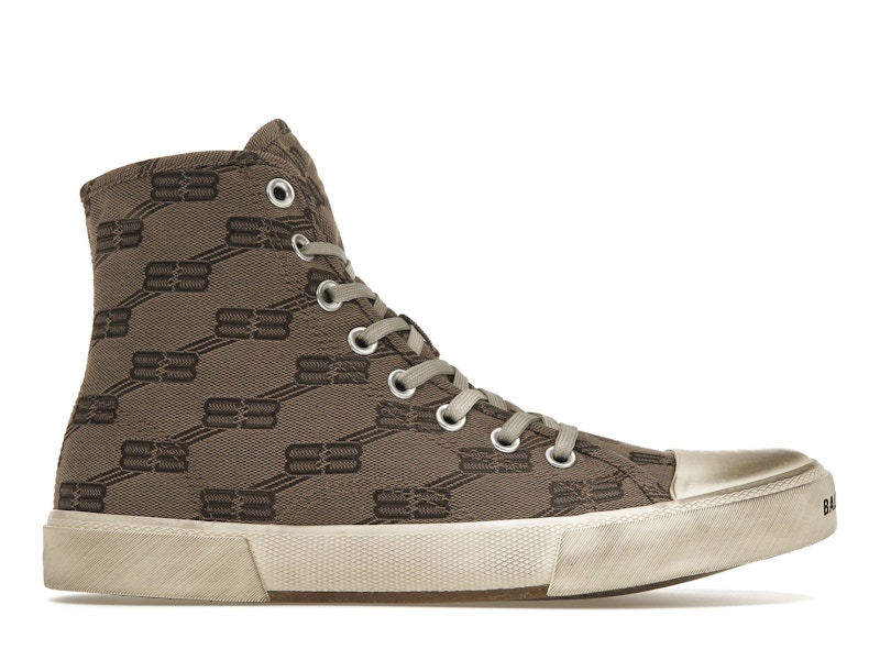 Balenciaga Paris High Top BB Monogram Dark Beige Brown