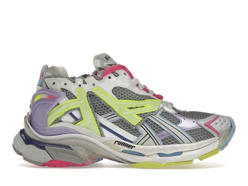 Balenciaga Runner Leather Free Grey Light Purple Neon Yellow White