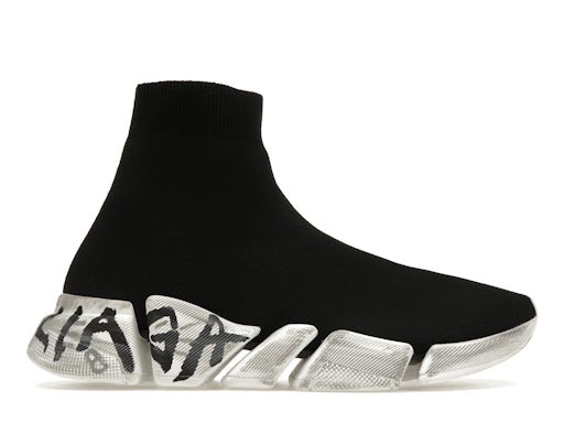 Balenciaga Speed 2.0 Graffiti Recycelter Strick Schwarz Weiß 0