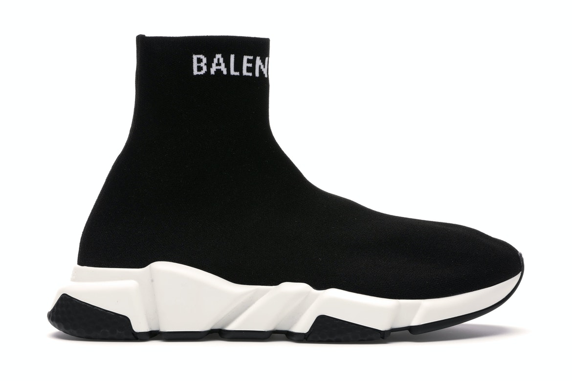 Balenciaga Speed Sock Slip On Black White Men's   Sneakers   US