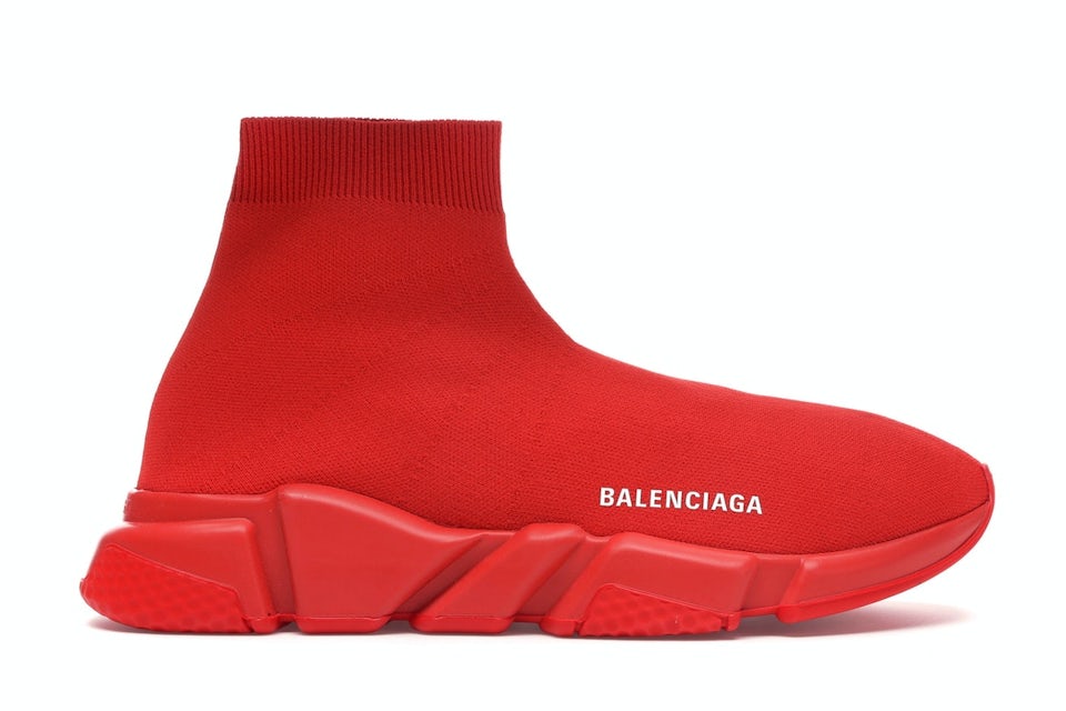 Balenciaga Red Knit Fabric Speed Trainer BB Sock Sneakers Size 43 Balenciaga