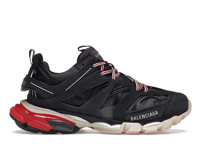 BALENCIAGA TRACK TRAINERS In Black/Red/Beige Colorway