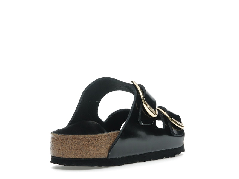 Birkenstock Arizona Big Buckle Natural Leather Patent Black Gold (Women's)