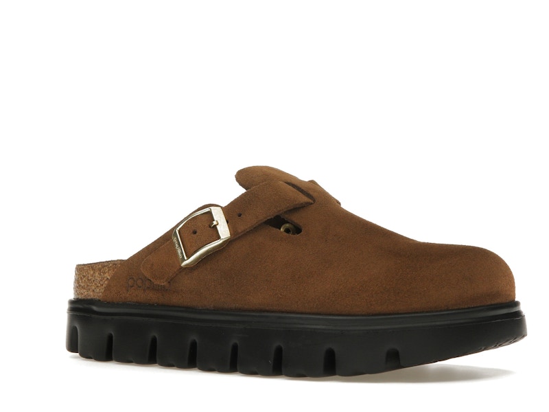 Birkenstock Boston Chunky Suede Dark Tea Black (Narrow) (Women's)