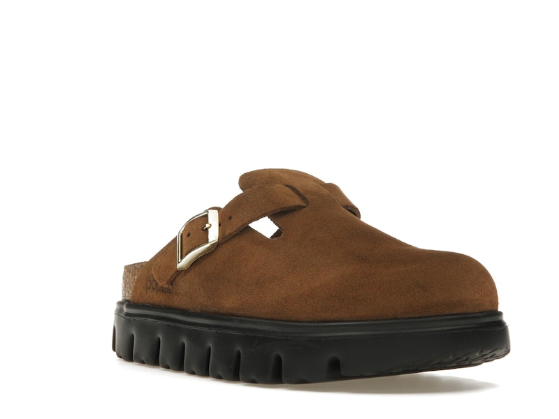 Birkenstock Boston Chunky Suede Dark Tea Black (Narrow) (Women's)
