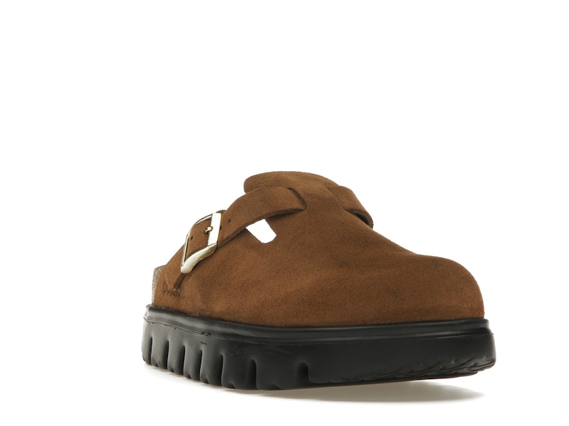 Birkenstock Boston Chunky Suede Dark Tea Black (Narrow) (Women's)