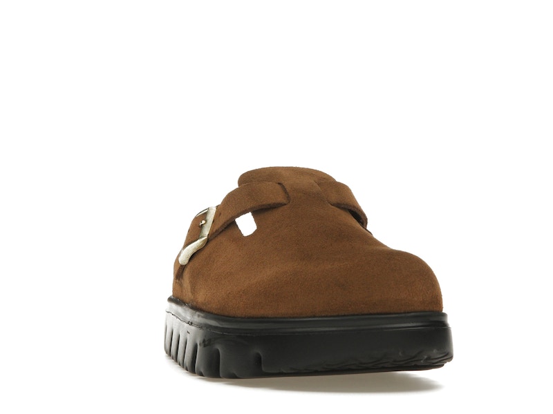 Birkenstock Boston Chunky Suede Dark Tea Black (Narrow) (Women's)