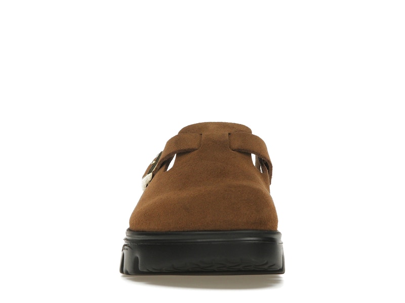 Birkenstock Boston Chunky Suede Dark Tea Black (Narrow) (Women's)