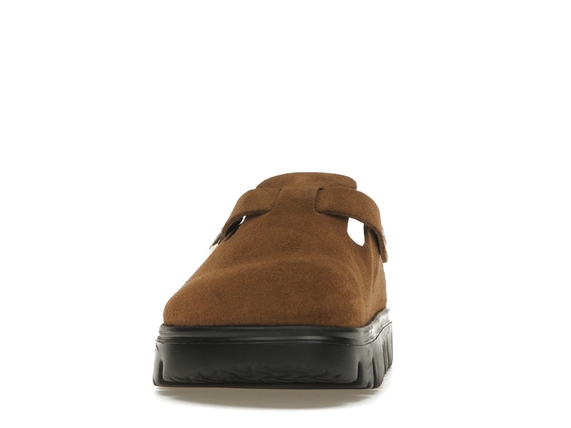Birkenstock Boston Chunky Suede Dark Tea Black (Narrow) (Women's)
