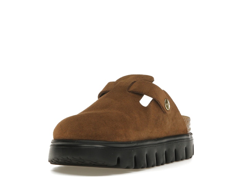 Birkenstock Boston Chunky Suede Dark Tea Black (Narrow) (Women's)