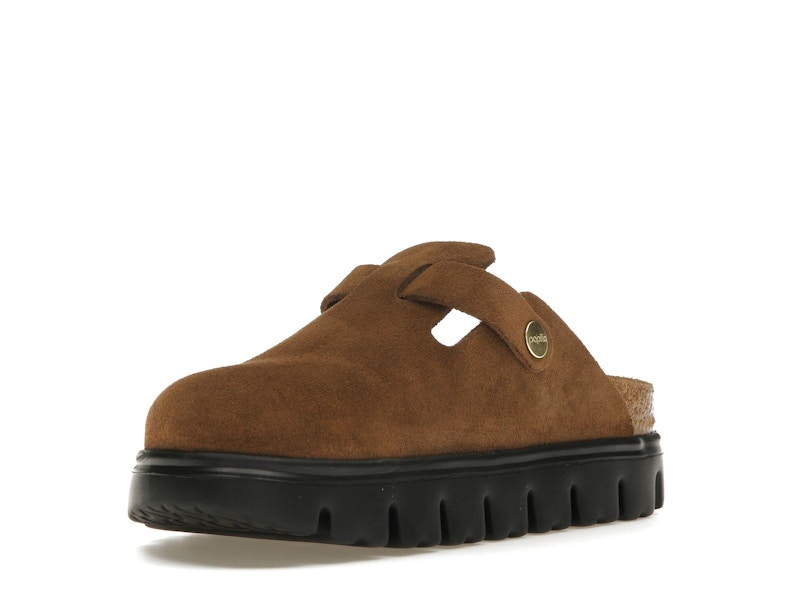 Birkenstock Boston Chunky Suede Dark Tea Black (Narrow) (Women's)