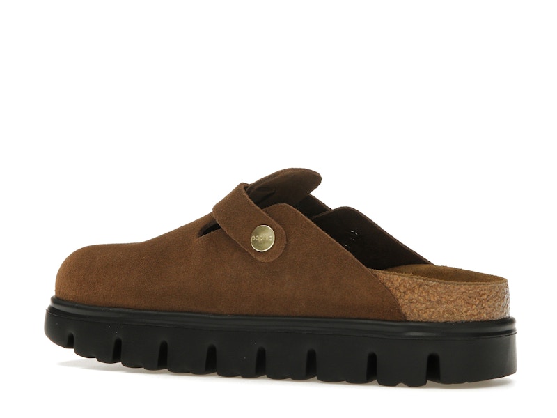 Birkenstock Boston Chunky Suede Dark Tea Black (Narrow) (Women's)
