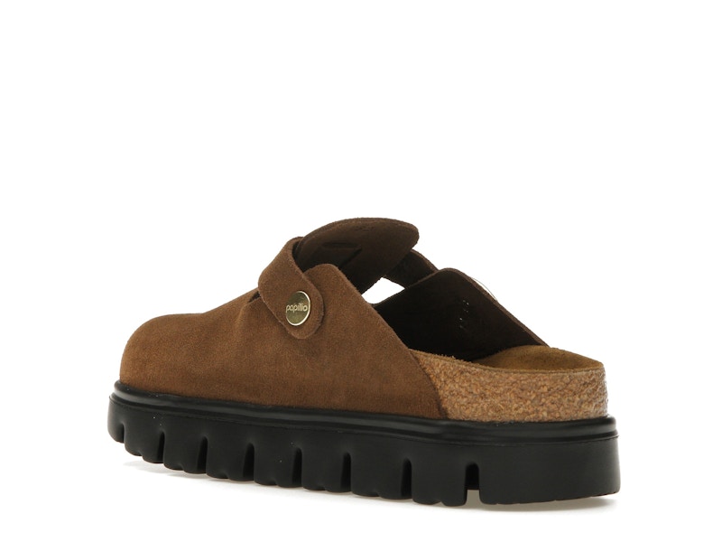 Birkenstock Boston Chunky Suede Dark Tea Black (Narrow) (Women's)