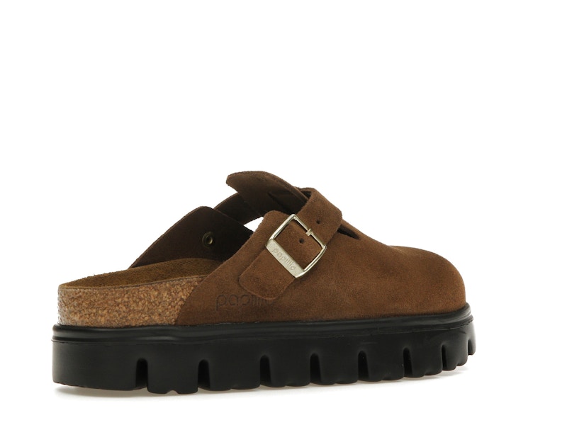 Birkenstock Boston Chunky Suede Dark Tea Black (Narrow) (Women's)