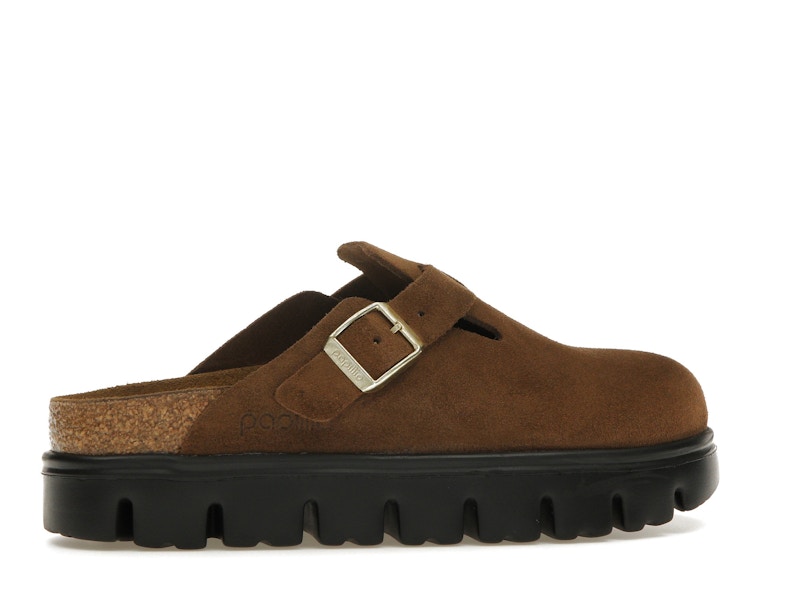 Birkenstock Boston Chunky Suede Dark Tea Black (Narrow) (Women's)