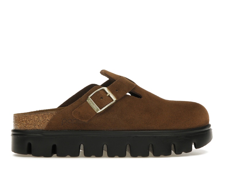 Birkenstock Boston Chunky Suede Dark Tea Black (Narrow) (Women's)