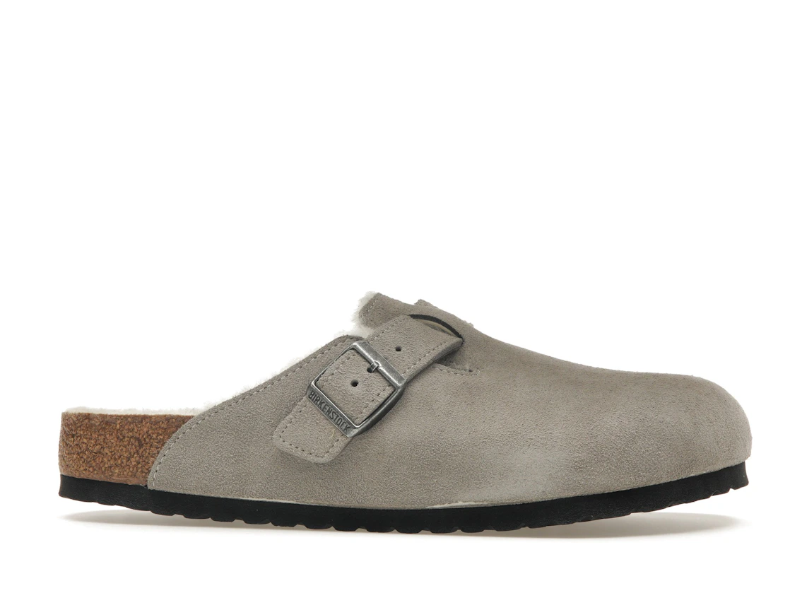 Birkenstock Boston Shearling Suede Stone Coin