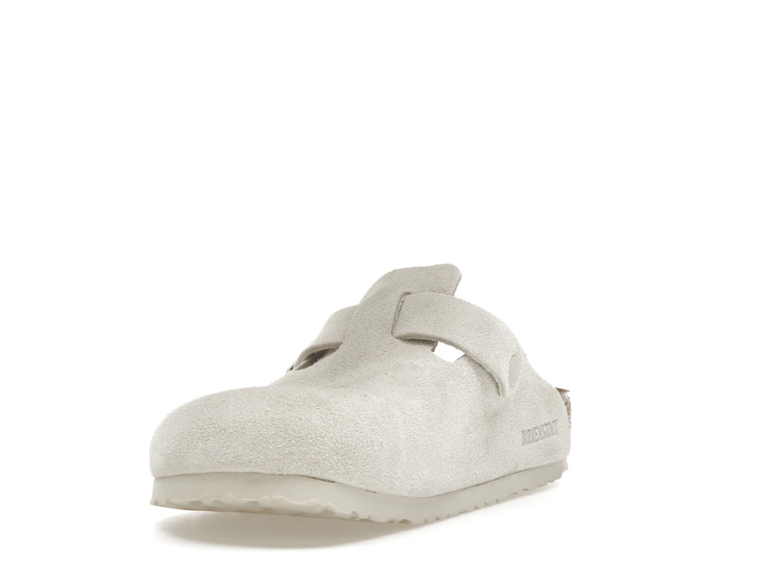Birkenstock Boston Soft Footbed Suede Antique White