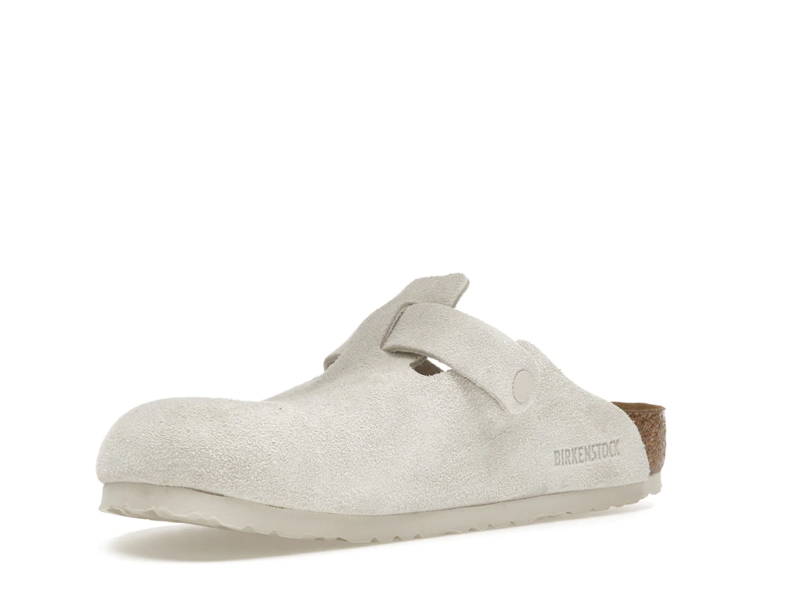 Birkenstock Boston Soft Footbed Suede Antique White